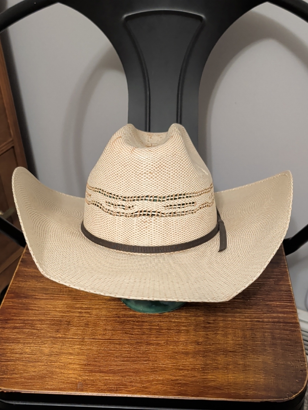 Twister Cream Straw Hat with Brown Trim